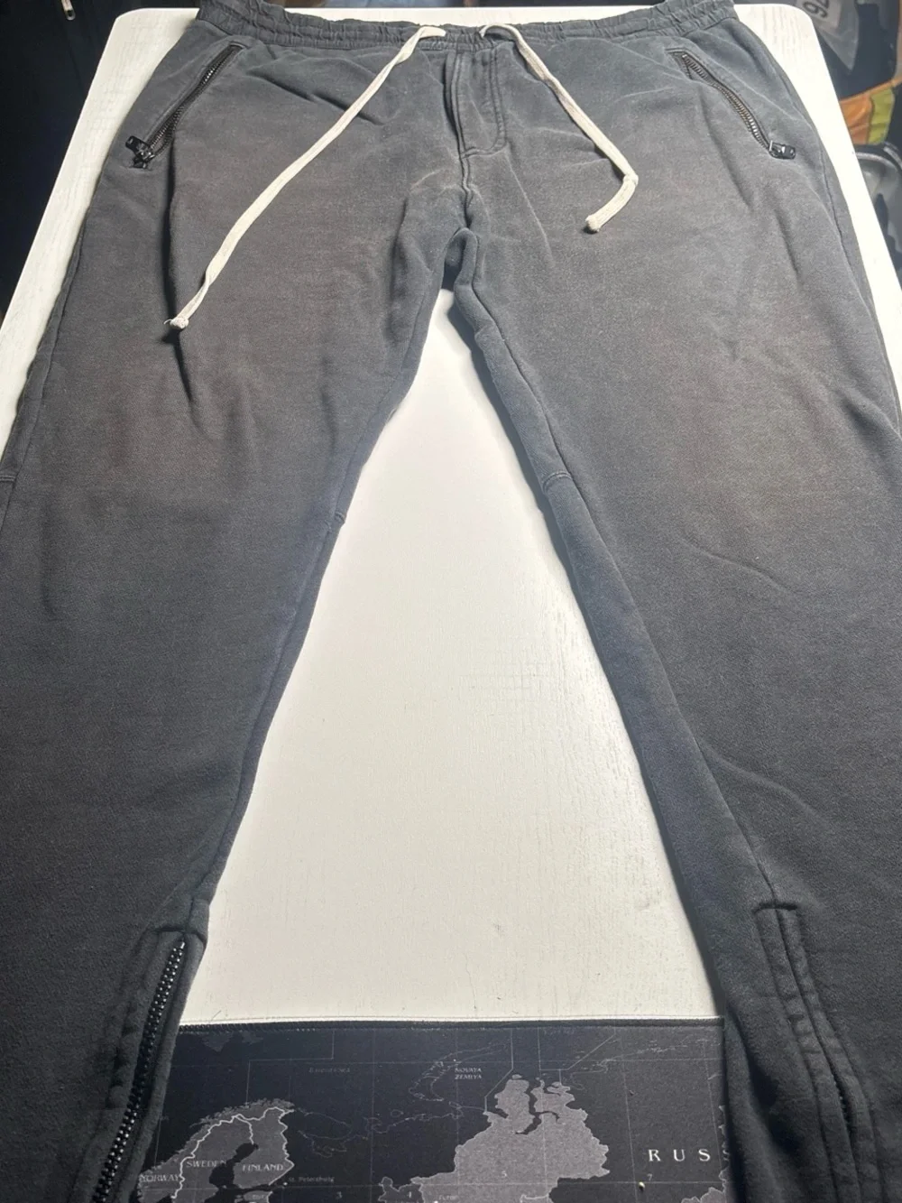 Essentials Black/Charcoal Jogger Sweatpants with White Drawcord